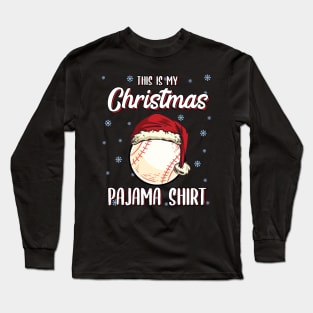 Christmas Pajama Baseball Ball Santa hat Long Sleeve T-Shirt